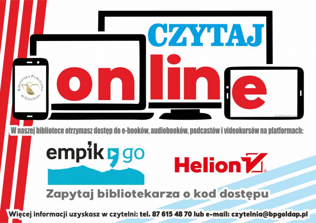 Plakat kolorowy z trzema komputerami. Na nich jest napis. Ponizej grafiki logotypy i informacja