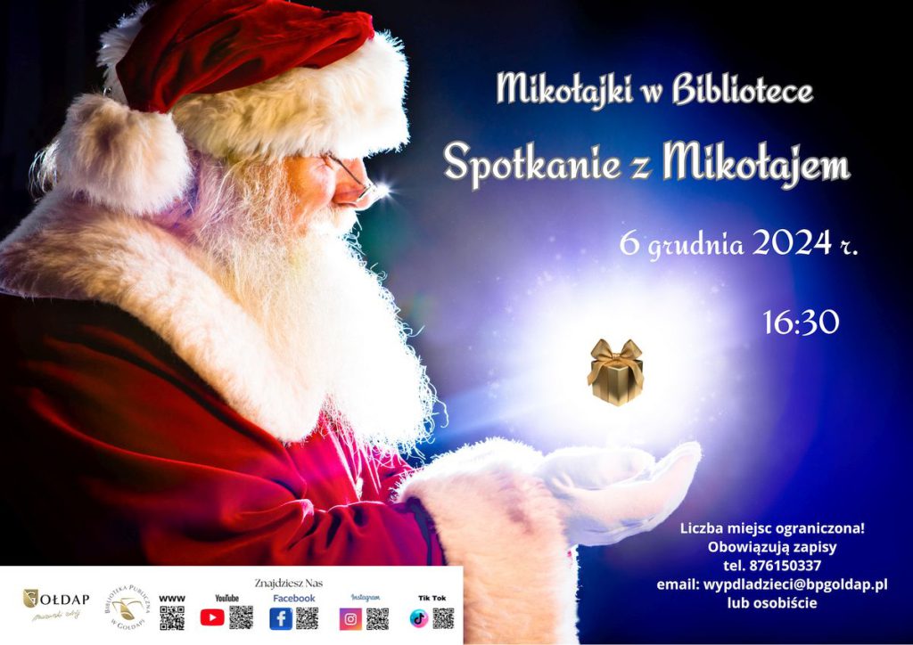 Plakat z twarzą mikołaja informujący o wydarzeniu