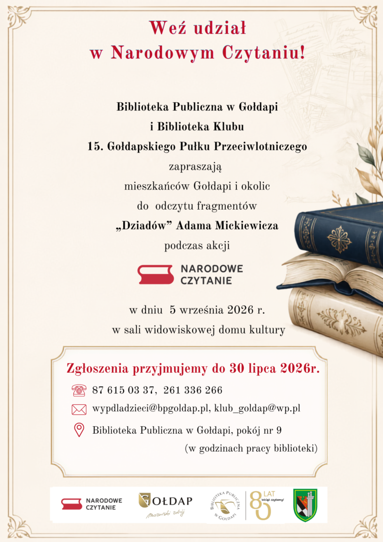 📚✨ Zostań częścią Narodowego Czytania 2026! ✨📚