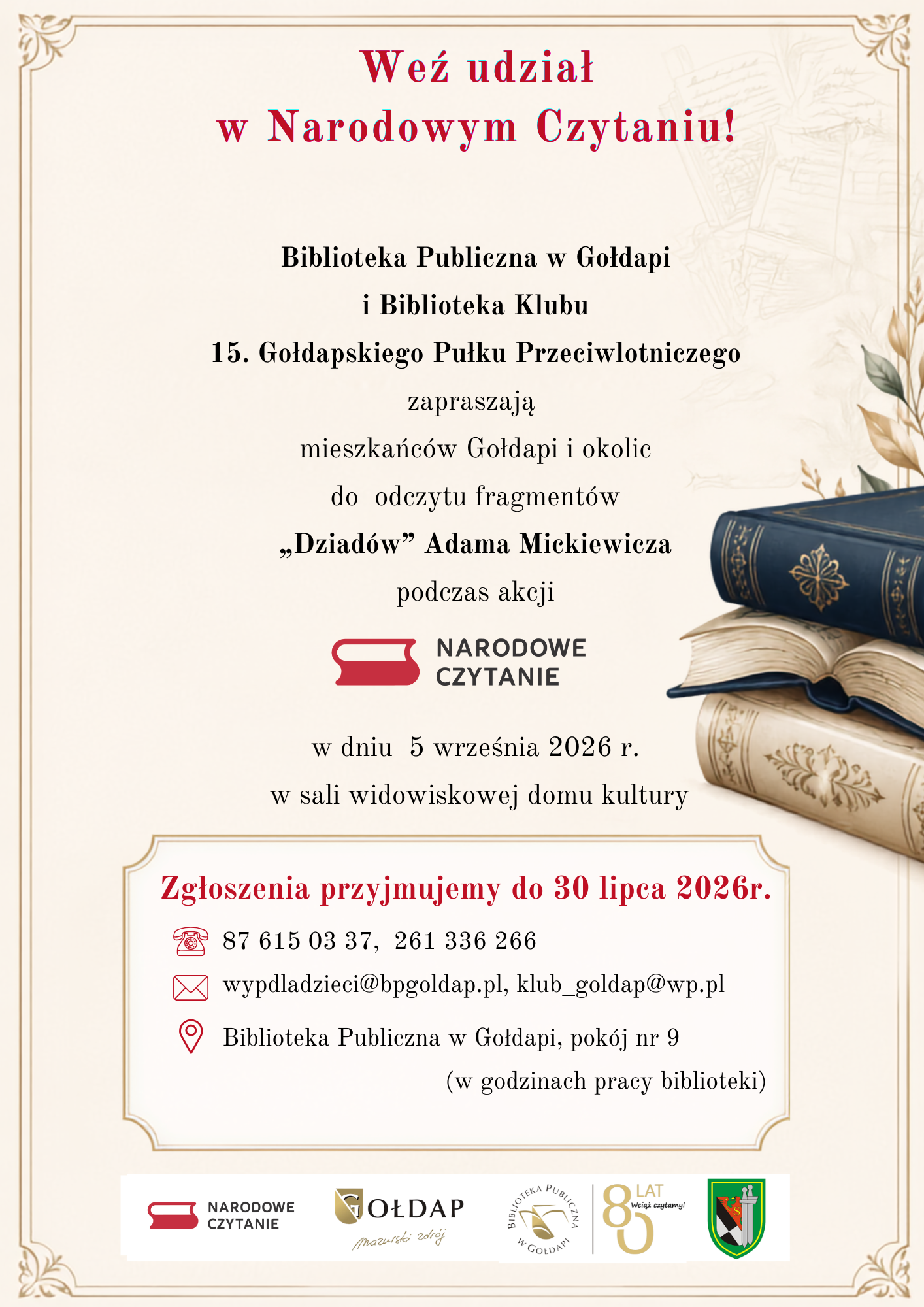 📚✨ Zostań częścią Narodowego Czytania 2026! ✨📚