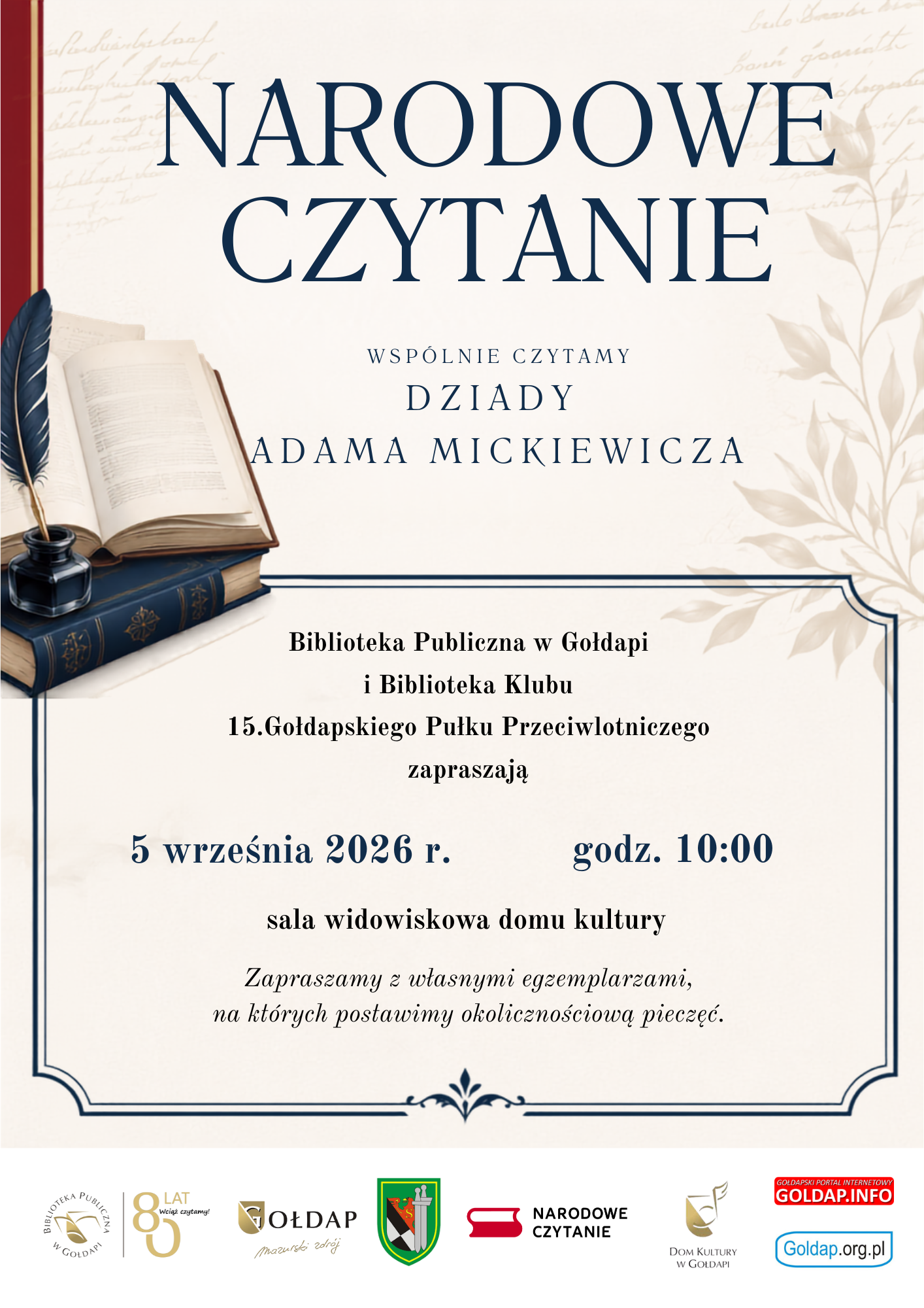 7 dni do Narodowego Czytania w Gołdapi!
